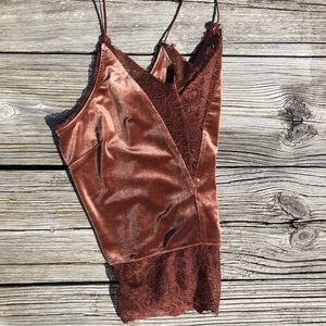 Velvet rose colored tank top with lace!!!! SO CUTE